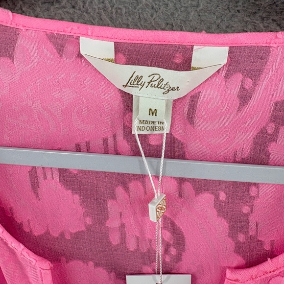 Lilly Pulitzer Shenzi Cover-Up Rousseau Pink Tangerine Dream Poly Clip Jacquard - Picture 11 of 15